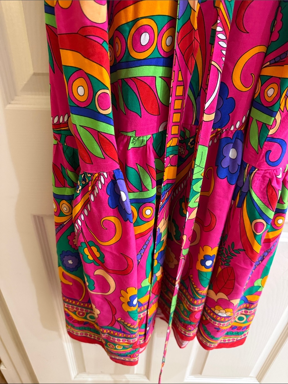 Adrianna Papell Pink Multicolor Floral Print Long Sleeve Wrap Dress - Picture 3 of 4